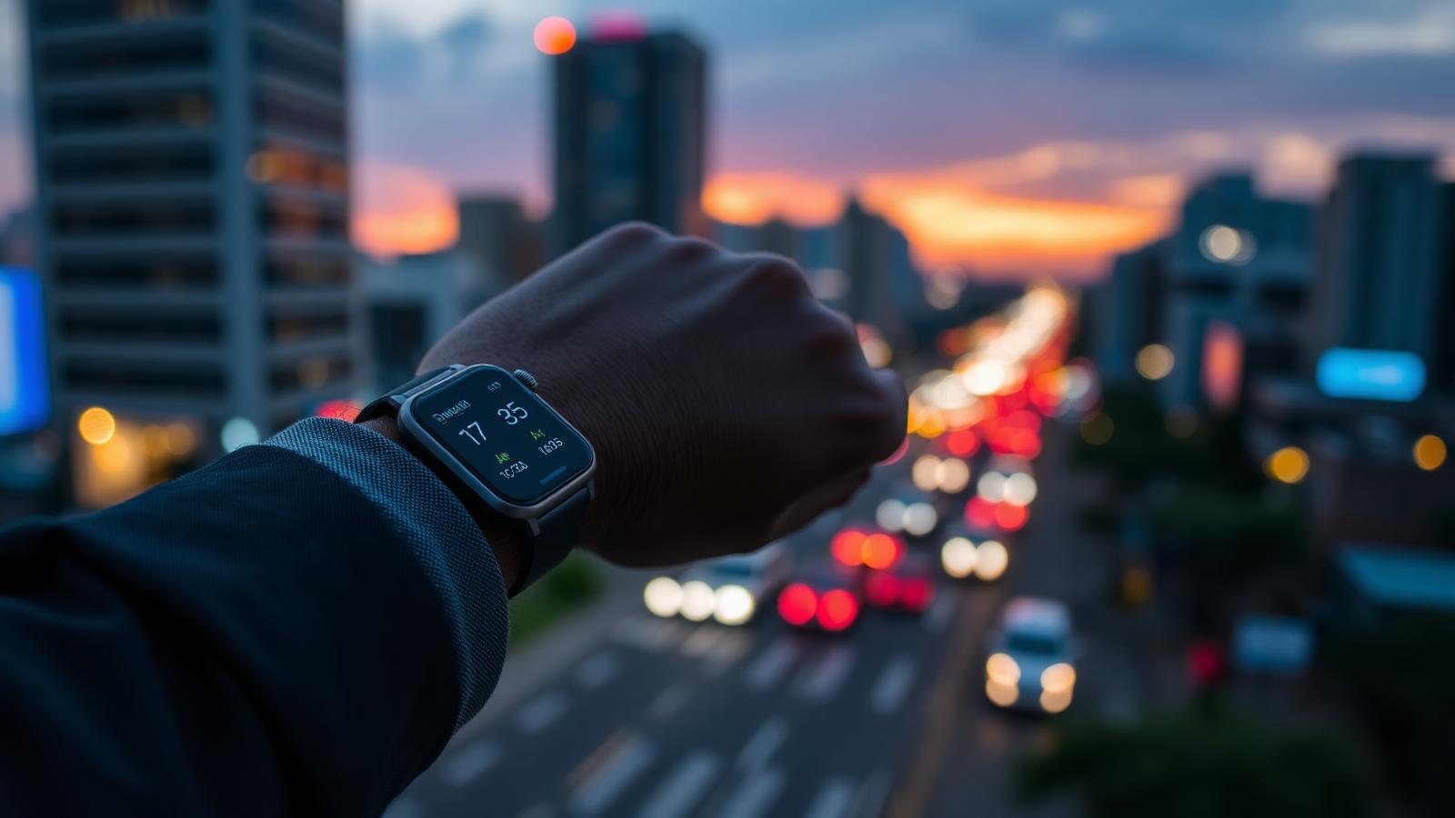 Oraimo Watch 4 Pro calling smartwatch worn on a wrist in Nairobi at dusk